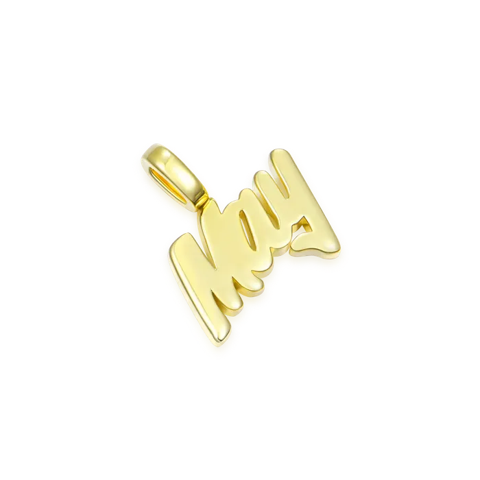 Aporro Brand Micro Custom 10K Solid Gold Font Pendant Necklace Necklaces