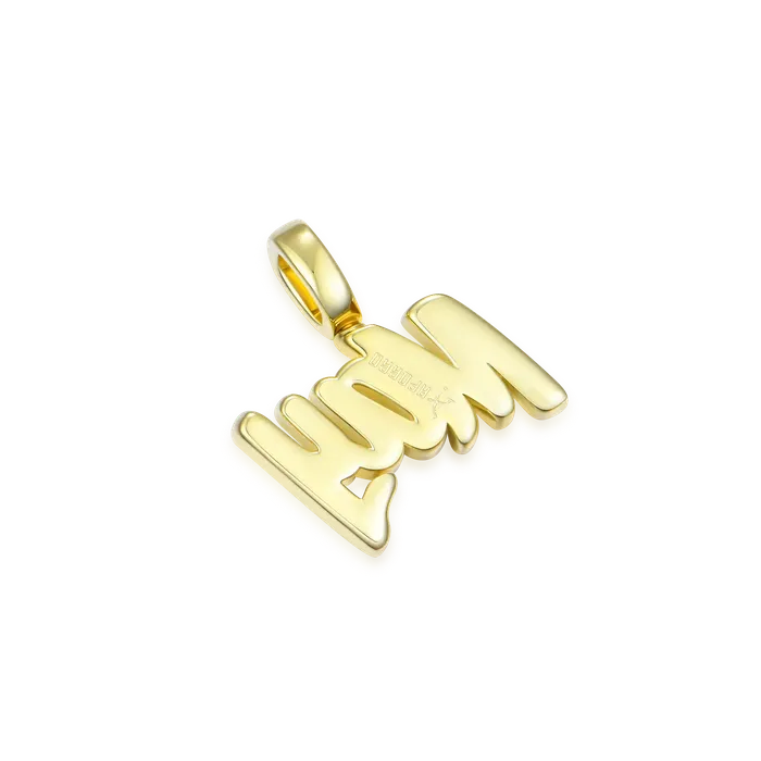 Aporro Brand Micro Custom 10K Solid Gold Font Pendant Necklace Necklaces