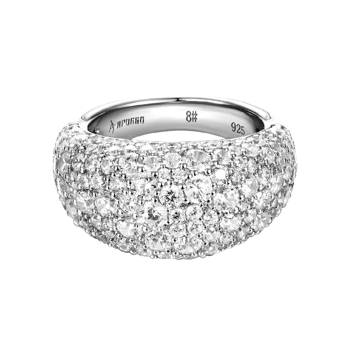 aporro Iced Out Curved Ring Rings