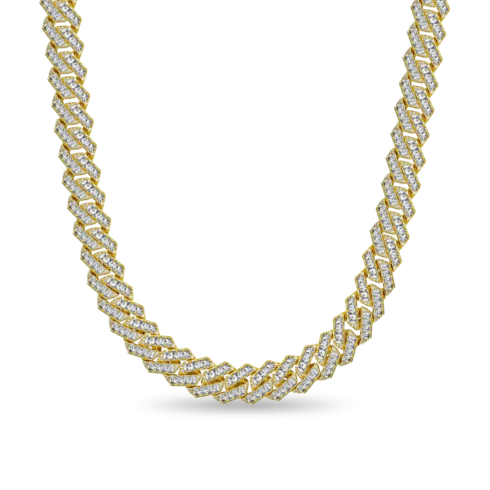 aporro Necklaces Emerald Cut Prong Cuban Link Chain 12mm