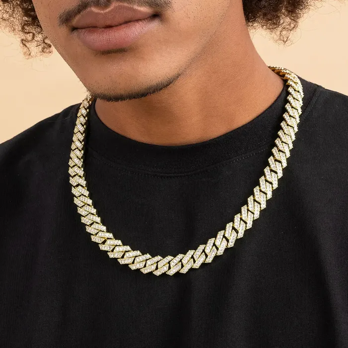 aporro Necklaces Emerald Cut Prong Cuban Link Chain 12mm