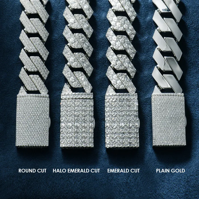 aporro Necklaces Emerald Cut Prong Cuban Link Chain 12mm