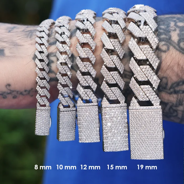aporro Necklaces Emerald Cut Prong Cuban Link Chain 12mm