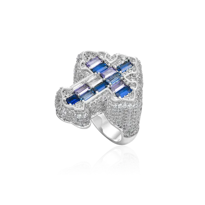 aporro Rings Iced Vitraux Vintage Starry Night Cross Ring