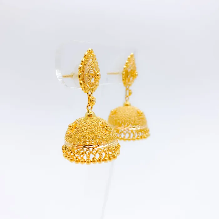 Beautiful Flower Accented Jhumka Earrings Andaaz Jewelers Earrings