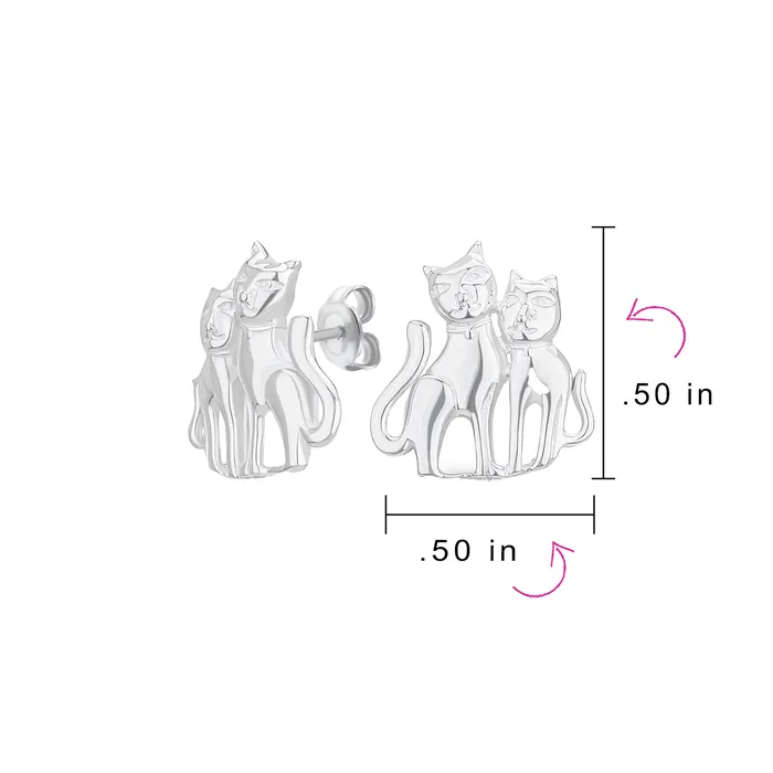Best Friend Animal Lover Dangle Earrings Two Kitten Cat Studs in Sterling Silver BlingJewelry Wholesale Earrings