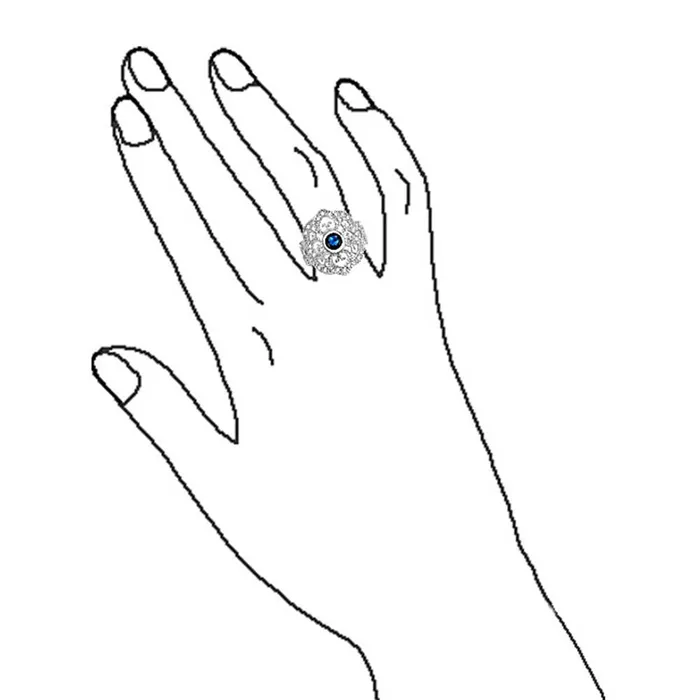 BlingJewelry Wholesale Boho Vintage Blue CZ Filigree Cocktail Statement Ring Silver Plated Brass Rings