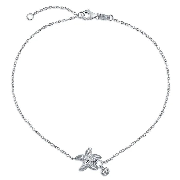 BlingJewelry Wholesale Bracelets Marine Life Starfish Anklet Ankle Bracelet CZ Accents Sterling Silver 910 Inch BlingJewelry Wholesale Bracelets Marine Life Starfish Anklet Ankle Bracelet CZ Accents Sterling Silver 910 Inch