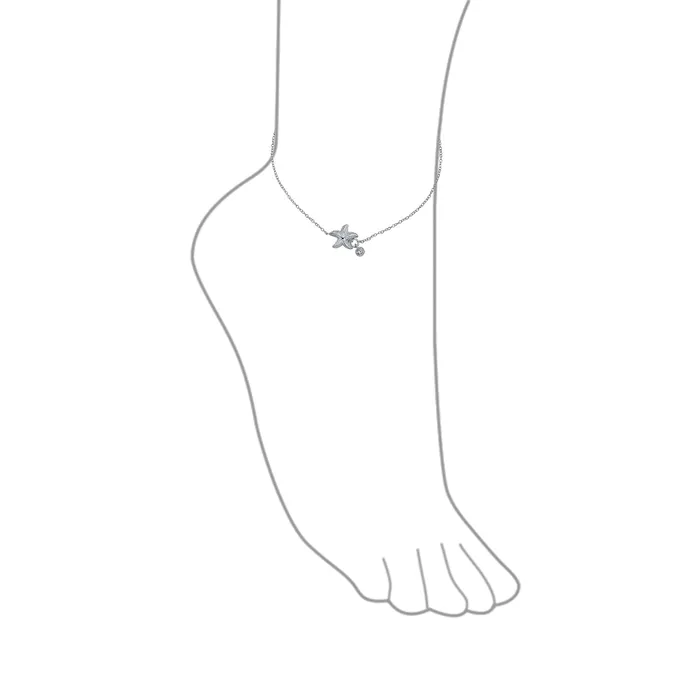 BlingJewelry Wholesale Bracelets Marine Life Starfish Anklet Ankle Bracelet CZ Accents Sterling Silver 910 Inch