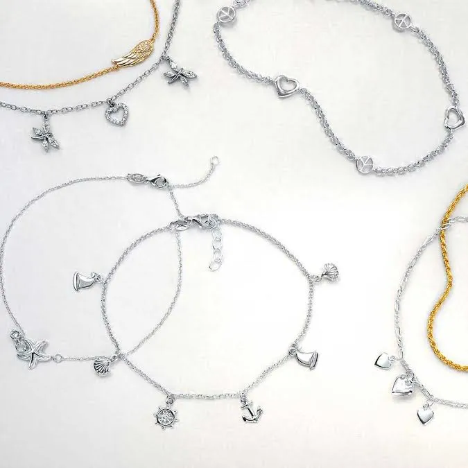 BlingJewelry Wholesale Bracelets Marine Life Starfish Anklet Ankle Bracelet CZ Accents Sterling Silver 910 Inch