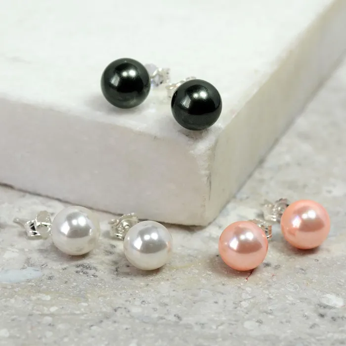 BlingJewelry Wholesale Classic Light Grey Simulated Pearl Drop Ball Earrings in Sterling Silver Earrings BlingJewelry Wholesale Classic Light Grey Simulated Pearl Drop Ball Earrings in Sterling Silver Earrings