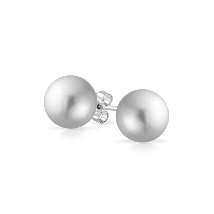 BlingJewelry Wholesale Classic Light Grey Simulated Pearl Drop Ball Earrings in Sterling Silver Earrings BlingJewelry Wholesale Classic Light Grey Simulated Pearl Drop Ball Earrings in Sterling Silver Earrings