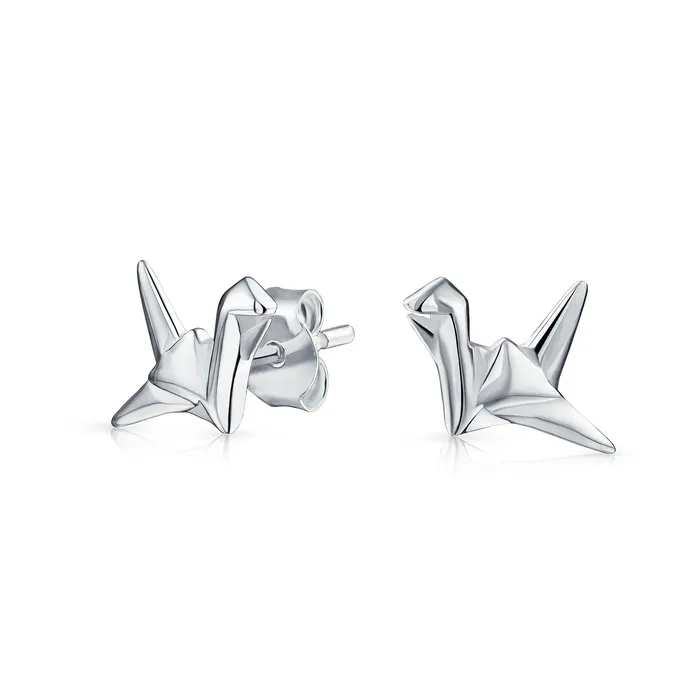 BlingJewelry Wholesale Earrings 3D Geometric Origami Bird Swan Crane Stud Earrings in Sterling Silver BlingJewelry Wholesale Earrings 3D Geometric Origami Bird Swan Crane Stud Earrings in Sterling Silver
