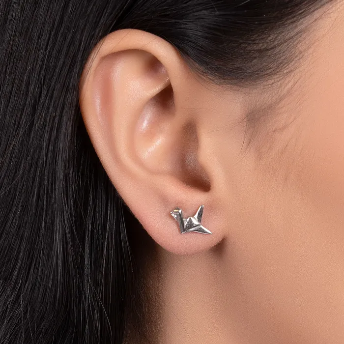 BlingJewelry Wholesale Earrings 3D Geometric Origami Bird Swan Crane Stud Earrings in Sterling Silver BlingJewelry Wholesale Earrings 3D Geometric Origami Bird Swan Crane Stud Earrings in Sterling Silver