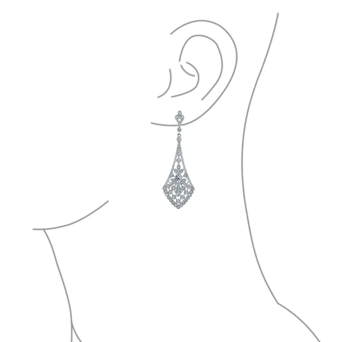 BlingJewelry Wholesale Earrings Art Deco Fan Teardrop Crystal Dangle Chandelier Earrings Silver Plated Brass BlingJewelry Wholesale Earrings Art Deco Fan Teardrop Crystal Dangle Chandelier Earrings Silver Plated Brass