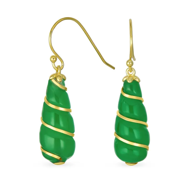 BlingJewelry Wholesale Earrings Classic Green Jade Teardrop Dangle Gemstone Earrings 14K Gold Silver Hook BlingJewelry Wholesale Earrings Classic Green Jade Teardrop Dangle Gemstone Earrings 14K Gold Silver Hook