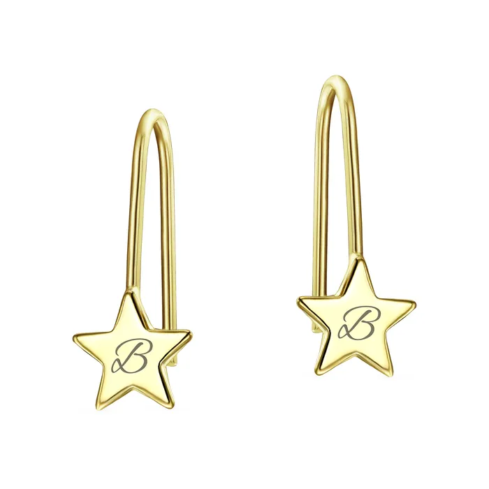 BlingJewelry Wholesale Earrings Dangle Gemstone Earrings with Alphabet Letter AZ in 14K Gold BlingJewelry Wholesale Earrings Dangle Gemstone Earrings with Alphabet Letter AZ in 14K Gold