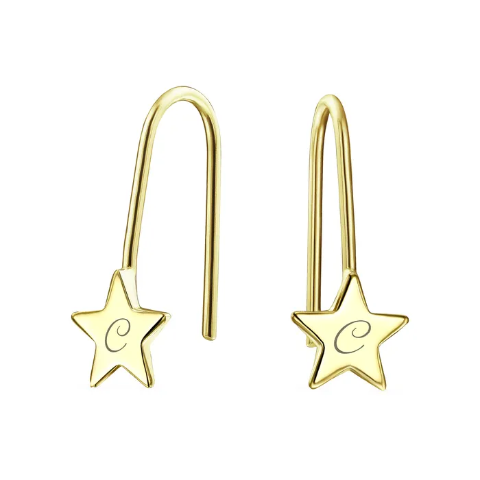 BlingJewelry Wholesale Earrings Dangle Gemstone Earrings with Alphabet Letter AZ in 14K Gold BlingJewelry Wholesale Earrings Dangle Gemstone Earrings with Alphabet Letter AZ in 14K Gold