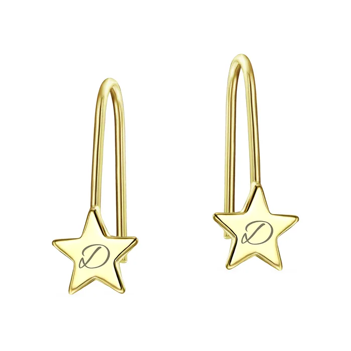 BlingJewelry Wholesale Earrings Dangle Gemstone Earrings with Alphabet Letter AZ in 14K Gold BlingJewelry Wholesale Earrings Dangle Gemstone Earrings with Alphabet Letter AZ in 14K Gold