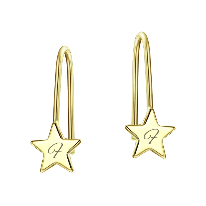 BlingJewelry Wholesale Earrings Dangle Gemstone Earrings with Alphabet Letter AZ in 14K Gold BlingJewelry Wholesale Earrings Dangle Gemstone Earrings with Alphabet Letter AZ in 14K Gold