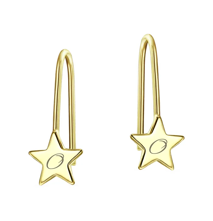 BlingJewelry Wholesale Earrings Dangle Gemstone Earrings with Alphabet Letter AZ in 14K Gold BlingJewelry Wholesale Earrings Dangle Gemstone Earrings with Alphabet Letter AZ in 14K Gold