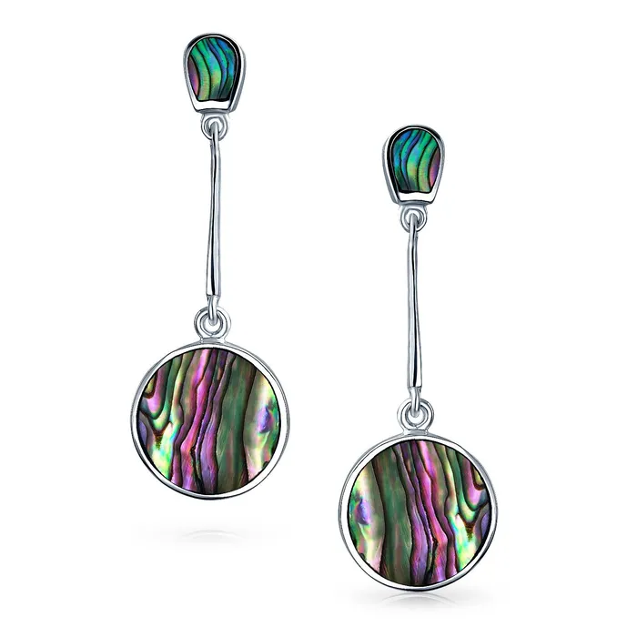 BlingJewelry Wholesale Earrings Geometric Boho Iridescent Shell Dangle Earrings in Sterling Silver BlingJewelry Wholesale Earrings Geometric Boho Iridescent Shell Dangle Earrings in Sterling Silver