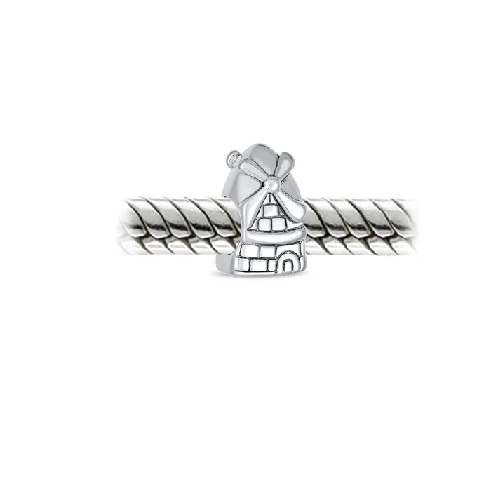 BlingJewelry Wholesale Earrings Holland Windmill Charm Bead in Oxidized Sterling Silver for European Bracelets BlingJewelry Wholesale Earrings Holland Windmill Charm Bead in Oxidized Sterling Silver for European Bracelets