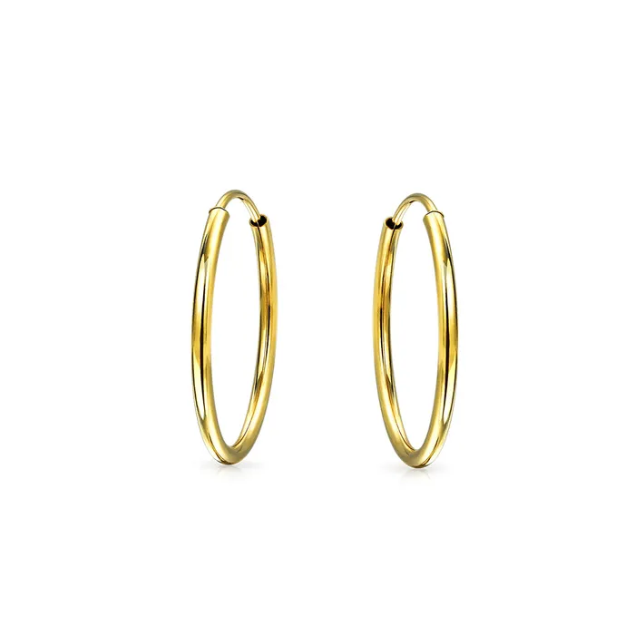 BlingJewelry Wholesale Earrings Minimalist Tiny 14K Gold Hoop Huggie Earrings Endless Cartilage Circle Design BlingJewelry Wholesale Earrings Minimalist Tiny 14K Gold Hoop Huggie Earrings Endless Cartilage Circle Design