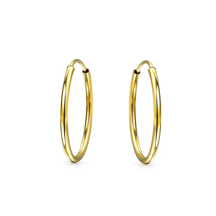 BlingJewelry Wholesale Earrings Minimalist Tiny 14K Gold Hoop Huggie Earrings Endless Cartilage Circle Design BlingJewelry Wholesale Earrings Minimalist Tiny 14K Gold Hoop Huggie Earrings Endless Cartilage Circle Design