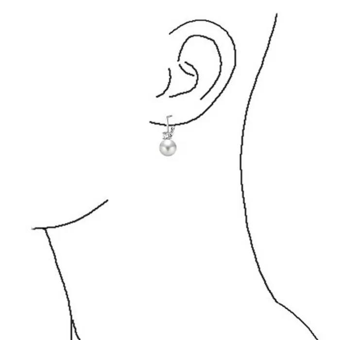 BlingJewelry Wholesale Earrings Modern Bridal CZ Round Ball Drop Ball Pearl Earrings Silver Plated