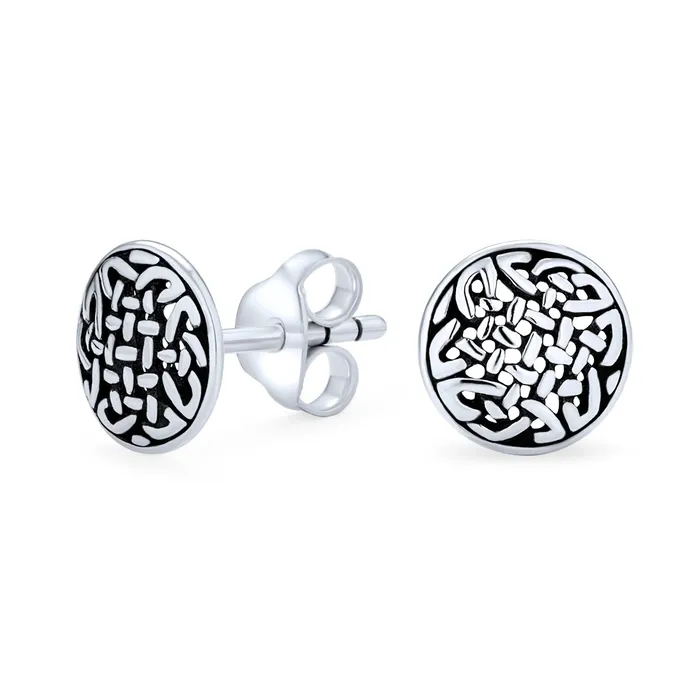 BlingJewelry Wholesale Earrings Unisex Viking Celtic Knot Stud Earrings in Oxidized Sterling Silver BlingJewelry Wholesale Earrings Unisex Viking Celtic Knot Stud Earrings in Oxidized Sterling Silver