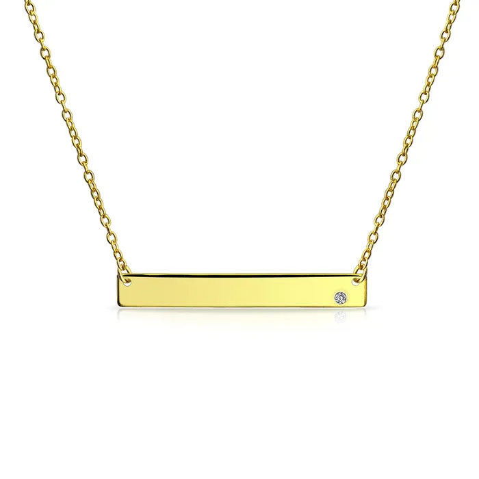BlingJewelry Wholesale Inspirational Flat Bar Name Pendant Necklace 14K Gold Plated with Birthstone Necklaces BlingJewelry Wholesale Inspirational Flat Bar Name Pendant Necklace 14K Gold Plated with Birthstone Necklaces