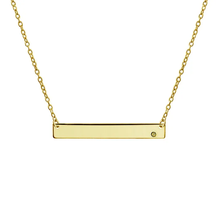 BlingJewelry Wholesale Inspirational Flat Bar Name Pendant Necklace 14K Gold Plated with Birthstone Necklaces BlingJewelry Wholesale Inspirational Flat Bar Name Pendant Necklace 14K Gold Plated with Birthstone Necklaces