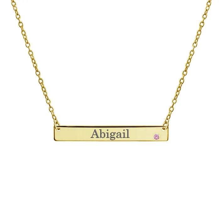 BlingJewelry Wholesale Inspirational Flat Bar Name Pendant Necklace 14K Gold Plated with Birthstone Necklaces BlingJewelry Wholesale Inspirational Flat Bar Name Pendant Necklace 14K Gold Plated with Birthstone Necklaces