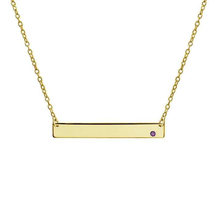 BlingJewelry Wholesale Inspirational Flat Bar Name Pendant Necklace 14K Gold Plated with Birthstone Necklaces BlingJewelry Wholesale Inspirational Flat Bar Name Pendant Necklace 14K Gold Plated with Birthstone Necklaces
