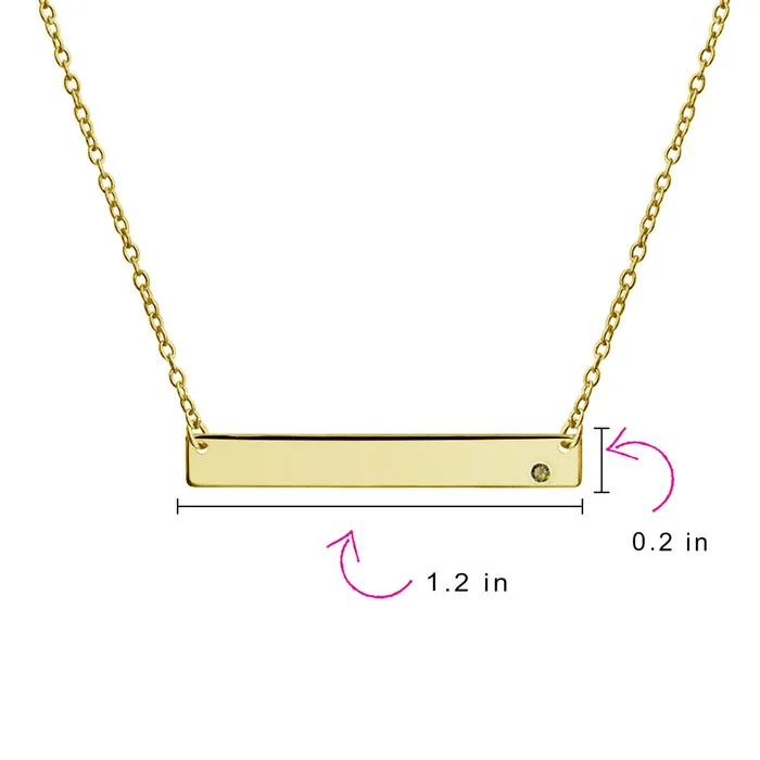 BlingJewelry Wholesale Inspirational Flat Bar Name Pendant Necklace 14K Gold Plated with Birthstone Necklaces BlingJewelry Wholesale Inspirational Flat Bar Name Pendant Necklace 14K Gold Plated with Birthstone Necklaces