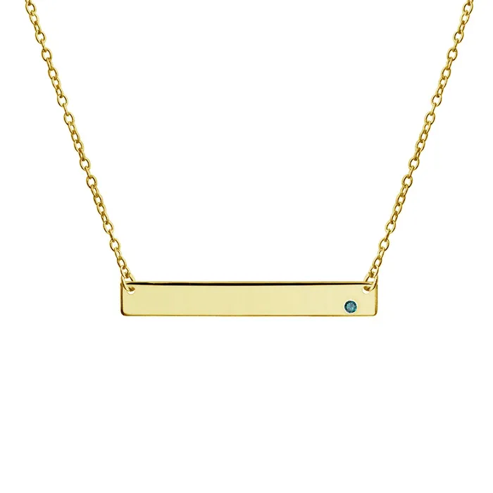 BlingJewelry Wholesale Inspirational Flat Bar Name Pendant Necklace 14K Gold Plated with Birthstone Necklaces BlingJewelry Wholesale Inspirational Flat Bar Name Pendant Necklace 14K Gold Plated with Birthstone Necklaces