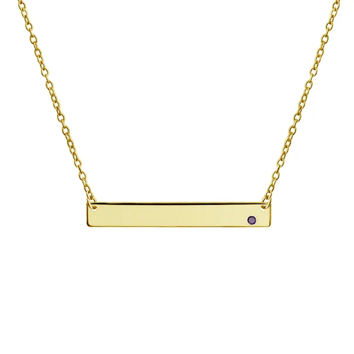 BlingJewelry Wholesale Inspirational Flat Bar Name Pendant Necklace 14K Gold Plated with Birthstone Necklaces BlingJewelry Wholesale Inspirational Flat Bar Name Pendant Necklace 14K Gold Plated with Birthstone Necklaces