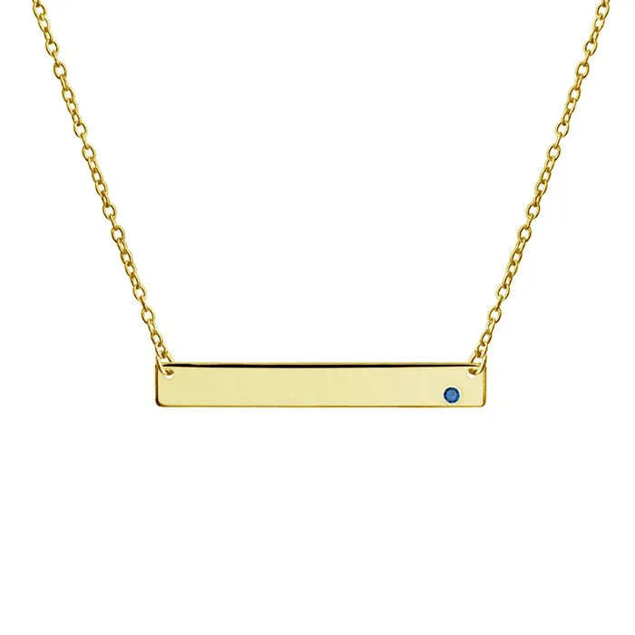 BlingJewelry Wholesale Inspirational Flat Bar Name Pendant Necklace 14K Gold Plated with Birthstone Necklaces BlingJewelry Wholesale Inspirational Flat Bar Name Pendant Necklace 14K Gold Plated with Birthstone Necklaces