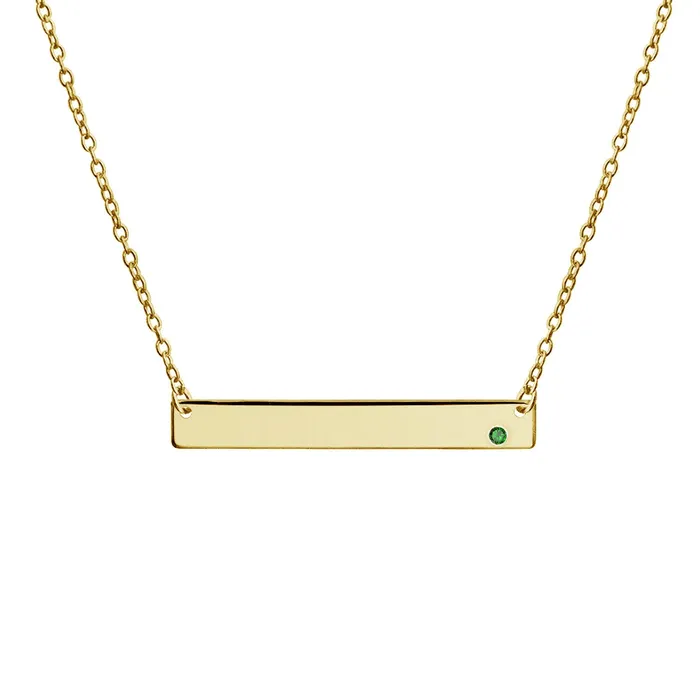 BlingJewelry Wholesale Inspirational Flat Bar Name Pendant Necklace 14K Gold Plated with Birthstone Necklaces BlingJewelry Wholesale Inspirational Flat Bar Name Pendant Necklace 14K Gold Plated with Birthstone Necklaces