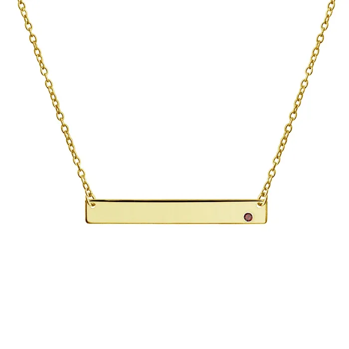 BlingJewelry Wholesale Inspirational Flat Bar Name Pendant Necklace 14K Gold Plated with Birthstone Necklaces BlingJewelry Wholesale Inspirational Flat Bar Name Pendant Necklace 14K Gold Plated with Birthstone Necklaces