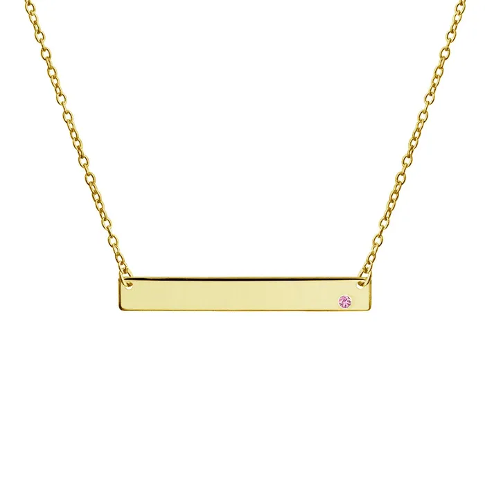 BlingJewelry Wholesale Inspirational Flat Bar Name Pendant Necklace 14K Gold Plated with Birthstone Necklaces BlingJewelry Wholesale Inspirational Flat Bar Name Pendant Necklace 14K Gold Plated with Birthstone Necklaces
