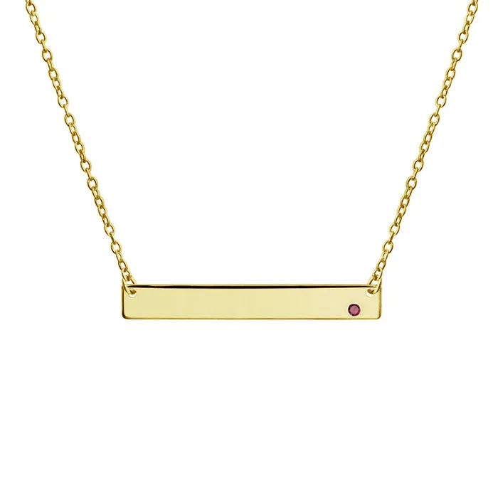 BlingJewelry Wholesale Inspirational Flat Bar Name Pendant Necklace 14K Gold Plated with Birthstone Necklaces BlingJewelry Wholesale Inspirational Flat Bar Name Pendant Necklace 14K Gold Plated with Birthstone Necklaces