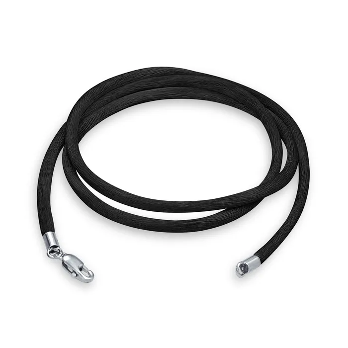 BlingJewelry Wholesale Necklaces Black Satin Silk Cord Necklace for Men with Silver Plated Lobster Claw Clasp 18 Inch BlingJewelry Wholesale Necklaces Black Satin Silk Cord Necklace for Men with Silver Plated Lobster Claw Clasp 18 Inch