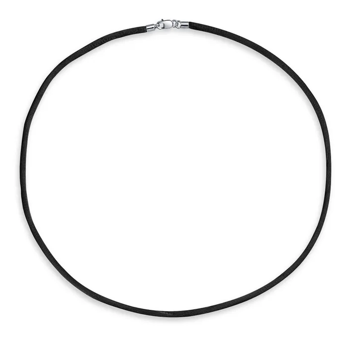BlingJewelry Wholesale Necklaces Black Satin Silk Cord Necklace for Men with Silver Plated Lobster Claw Clasp 18 Inch BlingJewelry Wholesale Necklaces Black Satin Silk Cord Necklace for Men with Silver Plated Lobster Claw Clasp 18 Inch