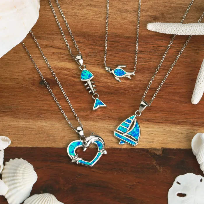 BlingJewelry Wholesale Necklaces Delicate Nautical Blue Opal Sea Turtle Pendant Necklace in Sterling Silver BlingJewelry Wholesale Necklaces Delicate Nautical Blue Opal Sea Turtle Pendant Necklace in Sterling Silver