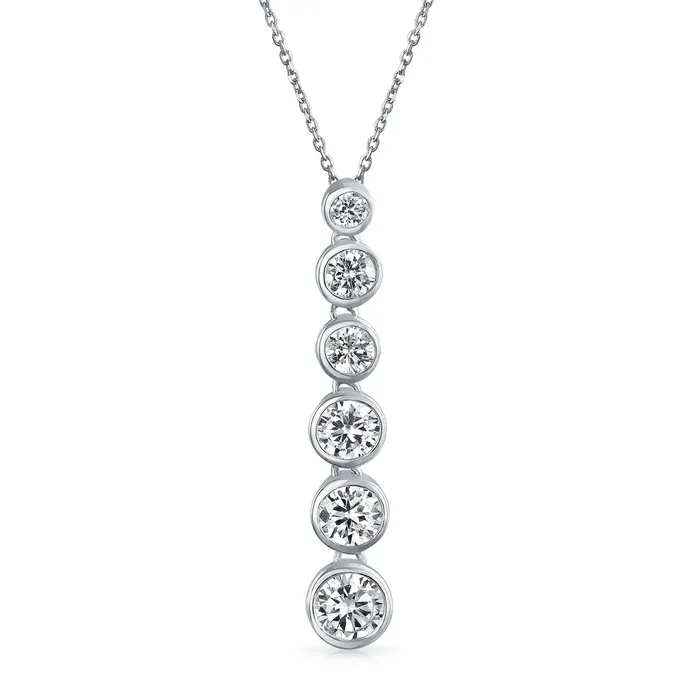 BlingJewelry Wholesale Necklaces Elegant Bridal Necklace Sterling Silver CZ Linear Drop Geometric Bubble Design Pendant BlingJewelry Wholesale Necklaces Elegant Bridal Necklace Sterling Silver CZ Linear Drop Geometric Bubble Design Pendant