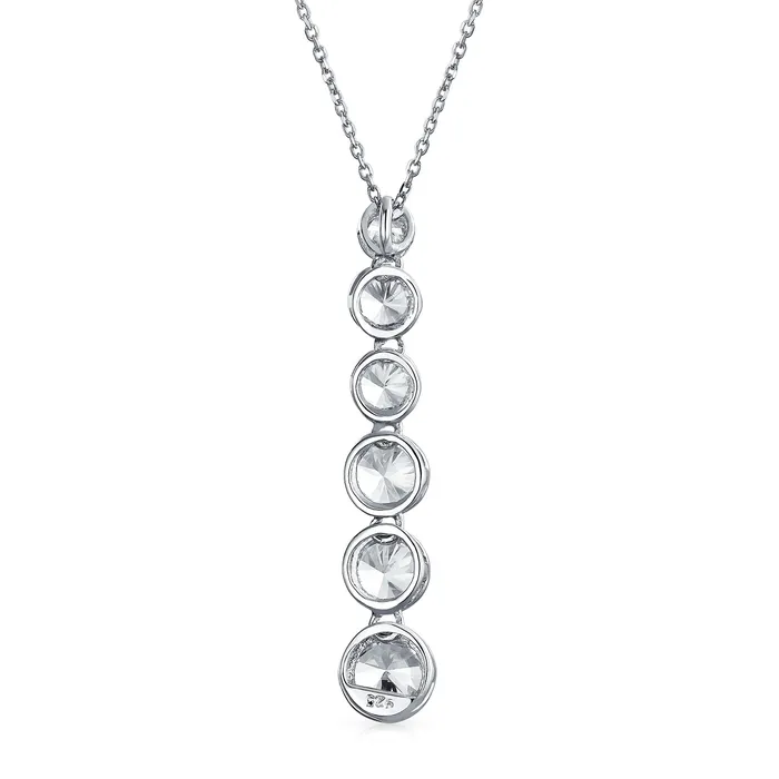 BlingJewelry Wholesale Necklaces Elegant Bridal Necklace Sterling Silver CZ Linear Drop Geometric Bubble Design Pendant BlingJewelry Wholesale Necklaces Elegant Bridal Necklace Sterling Silver CZ Linear Drop Geometric Bubble Design Pendant