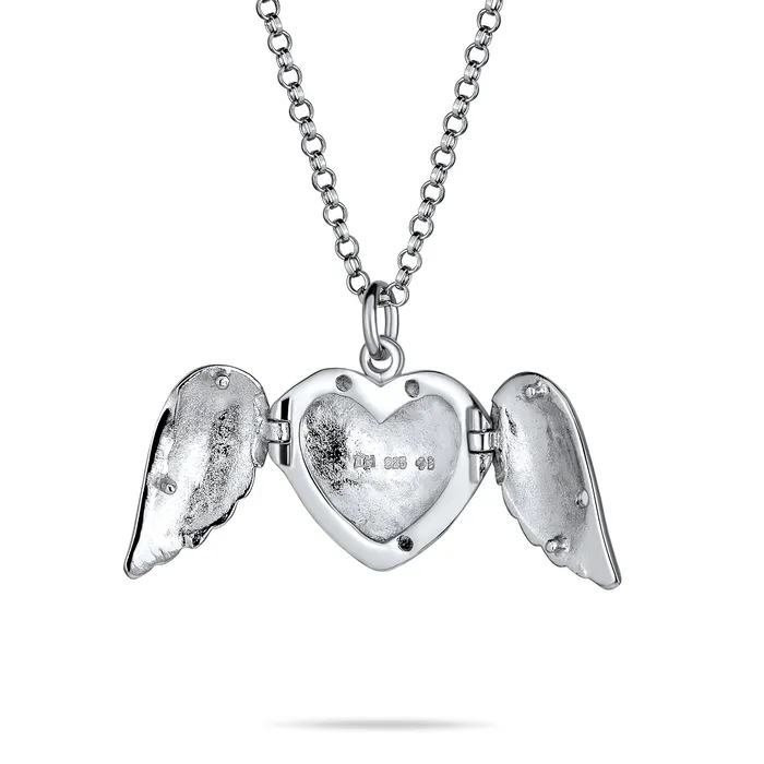 BlingJewelry Wholesale Necklaces Guardian Angel Wing Heart Keepsake Locket Necklace for Teens Holds Photos Silver BlingJewelry Wholesale Necklaces Guardian Angel Wing Heart Keepsake Locket Necklace for Teens Holds Photos Silver