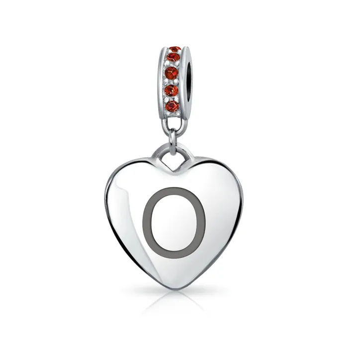 BlingJewelry Wholesale Necklaces Initial Alphabet Bead Charm Red Crystal Heart Dangle Sterling Silver Garnet BlingJewelry Wholesale Necklaces Initial Alphabet Bead Charm Red Crystal Heart Dangle Sterling Silver Garnet